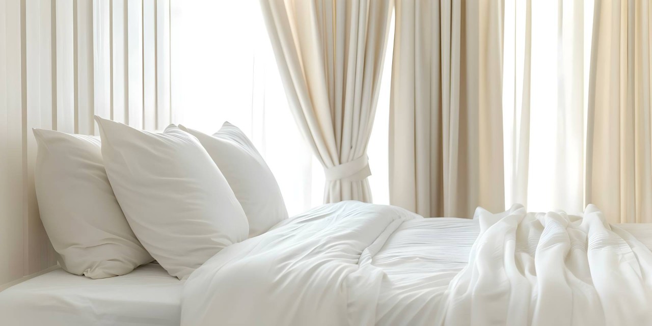Custom drapery in a bedroom near Los Angeles, CA